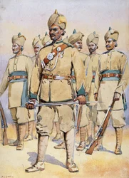 Soldati del 33° Punjabis, Subadar, Punjabi Musalmans, illustrazione per 